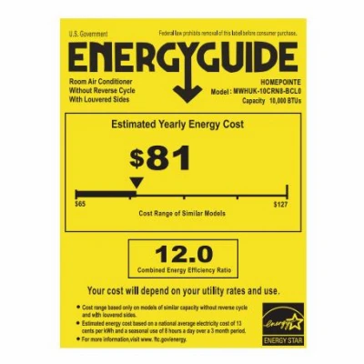 Window Air Conditioner, 10,000 BTU/Hour