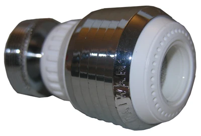 Swivel Spray Aerator, Dual Thread, Chrome & White, 55/64-In. x 27 Female x 15/16-In. Male