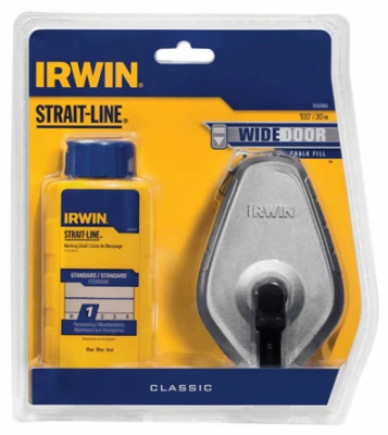 Strait-Line 100 Ft. Aluminum Chalk LIne Reel + Blue Chalk, 4 oz.