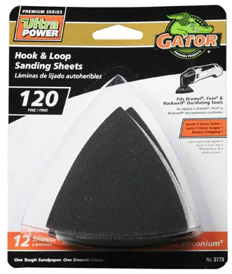 Hook & Loop Sandpaper, 120-Grit, 3 In., 12-Pk.