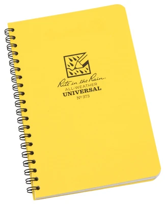 All-Weather Notebook, Side Spiral, Yellow, 4-5/8 x 7 In.