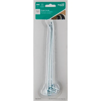 Pegboard/Wall Hook, Zinc, 8 In., 2-Pk.