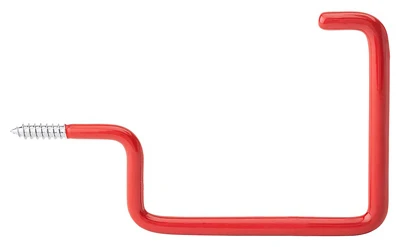 Large Storage Screw Hook, Red, Vinyl Coated