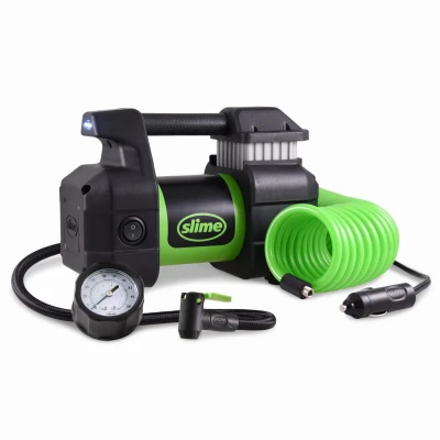Heavy-Duty 12-Volt Tire Inflator with Pressure Gauge and Built-In Light