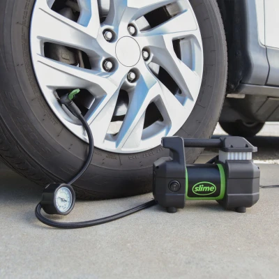 Heavy-Duty 12-Volt Tire Inflator with Pressure Gauge and Built-In Light