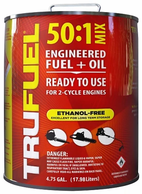 Premixed 50:1 Fuel/Oil, 2-Cycle Engines, 4.75 Gallons.