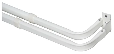 Double Curtain Rod, White, 48 to 86 In.