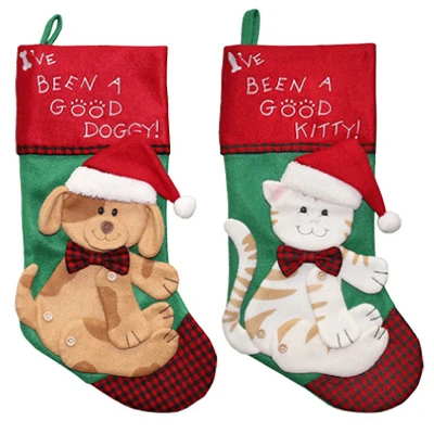 Christmas Pet Stocking Made of Felt, Assorted Designs, 19 Inches Long