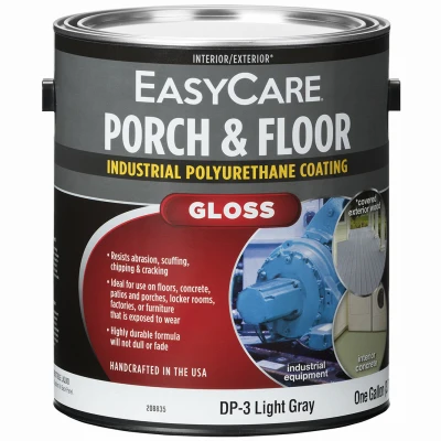 Interior and Exterior Gloss Polyurethane Porch and Floor Enamel Paint, Light Gray, 1 Gallon