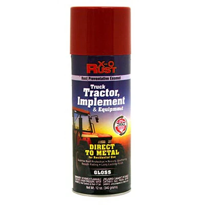 X-O Rust Anti-Rust Spray Paint & Primer, Direct-to-Metal, Truck, Tractor, Implement & Equipment, International Harvester Red, 12 oz.