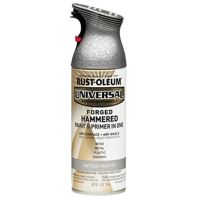 Universal Paint & Primer Metallic Spray Paint, Hammered Antique Pewter, 12-oz.