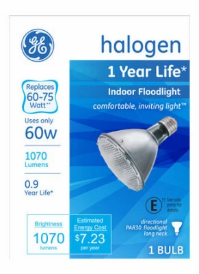 60-watt Indoor Halogen Flood Light, Par30 Long Neck, 1070 Lumens