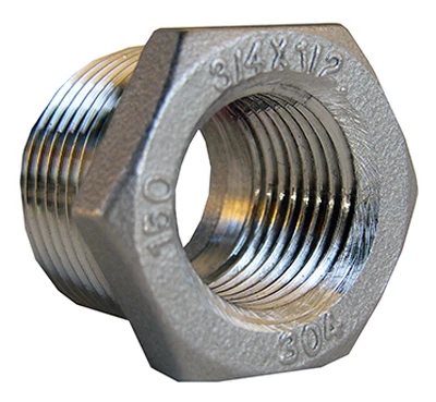 Stainless Steel Reducing Hex Bushing, 3/4 x 1/2 In.