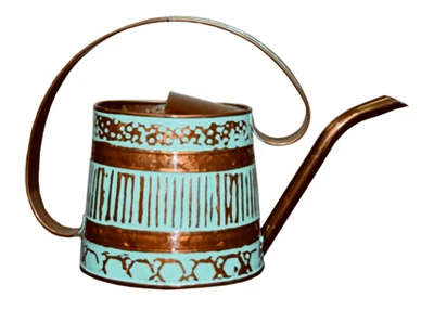 Metal Watering Can, Teal & Copper, 0.5 Gallon Capacity