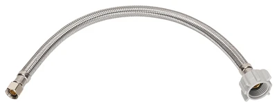 Braided Stainless Steel Toilet Supply Line, 3/8 Flare X Ballcock, 12 Inches