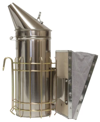 Large Beekeeping Smoker With Leather Bellows And Galvanized Steel Construction