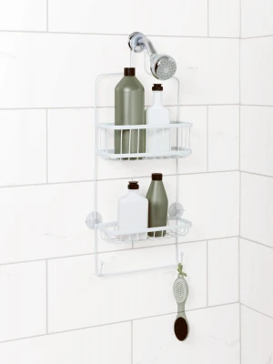 Steel Shower Caddy 10.5 In. X 26 In. With Hooks And Shelves