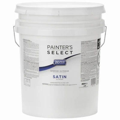 Acrylic Latex Paint, Interior/Exterior, Satin Pastel Base, 5 Gallons