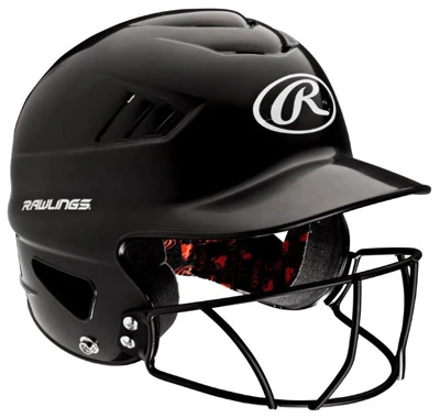 Cool Flo Batting Helmet With Baseball Mask - Black, One Size Fits Most