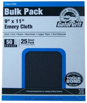 Sandpaper, Emery Cloth, Medium 80-Grit, 9 x 11 In., 25-Ct.