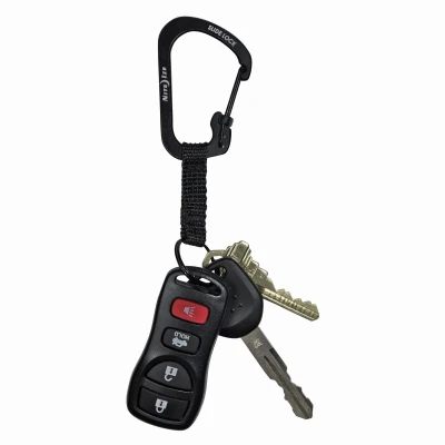SlideLock Carabiner with Key Ring, Black