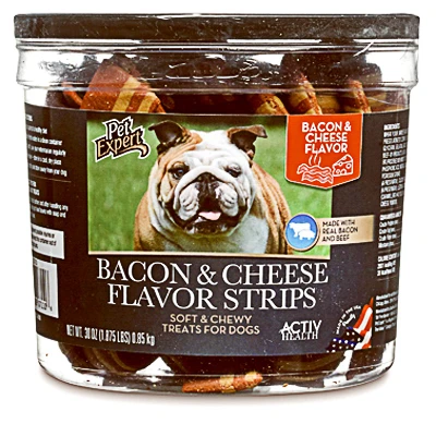 Dog Treats, Bacon Strips, 30-oz. Tub