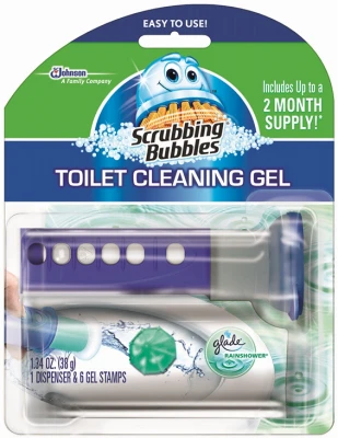 Toilet Cleaning Gel Kit, Rain Shower Scent, 1 Dispenser & 6 Gel Discs