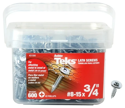 Lath Screws, Metal To Wood/Metal, #8 x 3/4 In., 600-Pk.