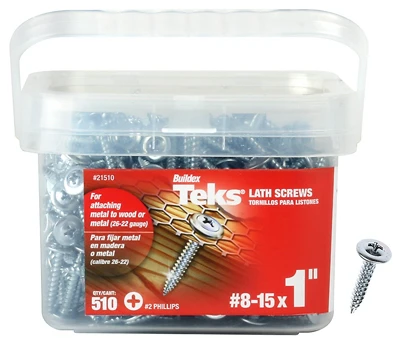 Lath Screws, Metal To Metal, Sharp Point, #8-15 x 1 In., 510-Pk.