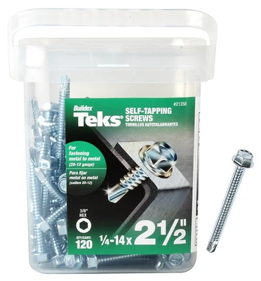 Self-Tapping Screws, Metal To Metal, Hex Head, #14 x 2-1/2 In., 120-Pk.