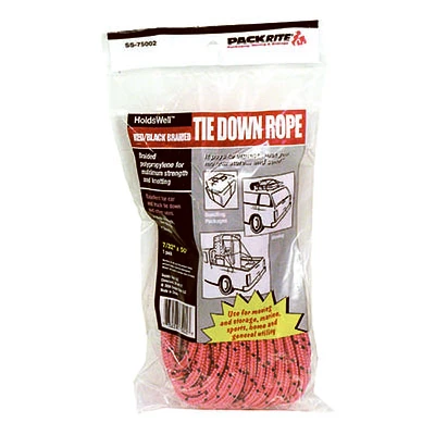 White Poly Tie Down Rope, 7/32-inch X 50-feet For Secure Transport