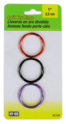 Split Key Rings, Assorted Colors, 3-Pk.