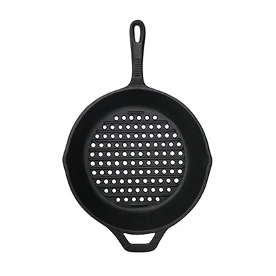 Grill Pan with Holes, Cast Iron, 10.25-In.