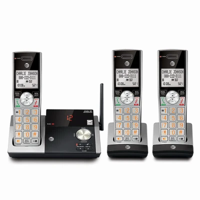 Expandable Cordless Phone With Answering System & Caller Id, Silver/black, 3 Handsets