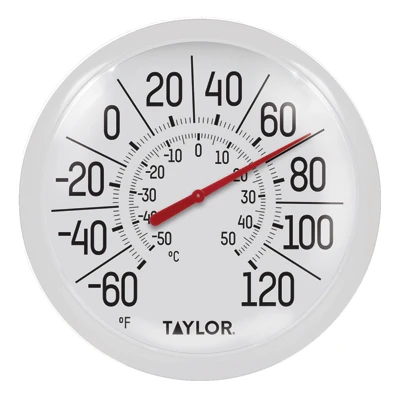 White Outdoor Dial Thermometer, 8-In.