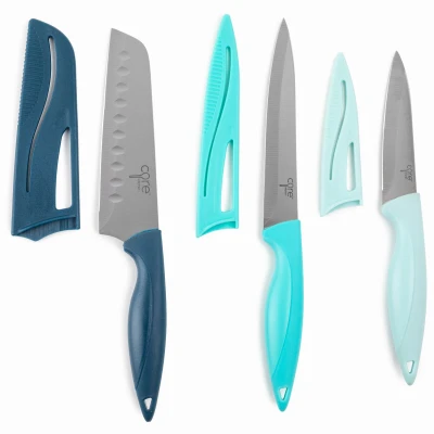 6-Pc. Knife Set, Santoku, Utility and Paring with Sheaths
