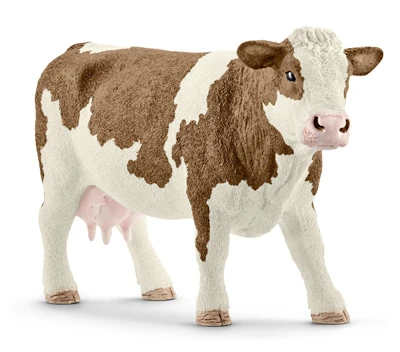 Brown & White Simmental Cow Toy Animal Figure, Ages 3 & Up