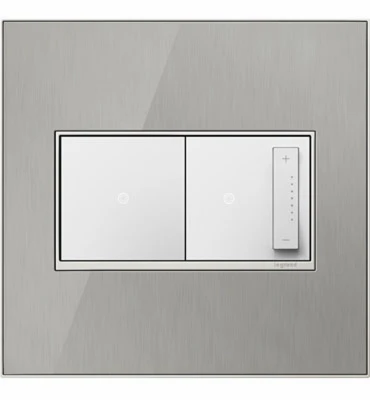 Pass & Seymour Wall Plate, 2-Gang, Brushed Stainless Mirror