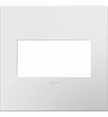 Pass & Seymour Wall Plate, Screwless, 2-Gang, Gloss White