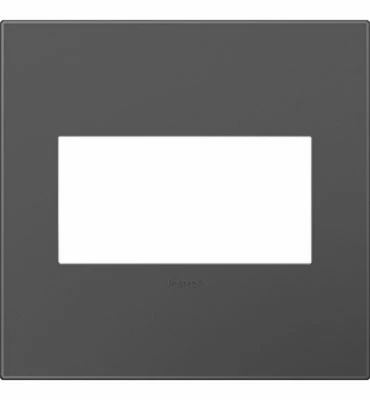 Pass & Seymour Wall Plate, Screwless, 2-Gang, Magnesium