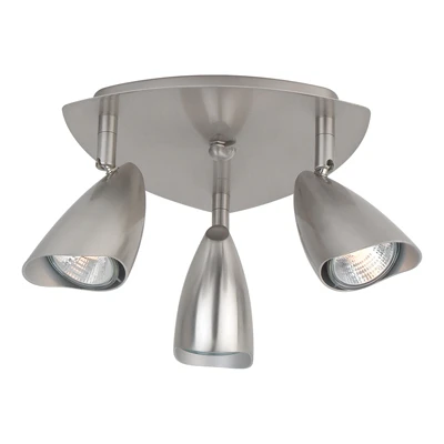 3-Light Halogen Canopy, Brushed Steel