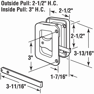 Black Plastic Screen Door Handle and Latch for Hat Section Style Doors