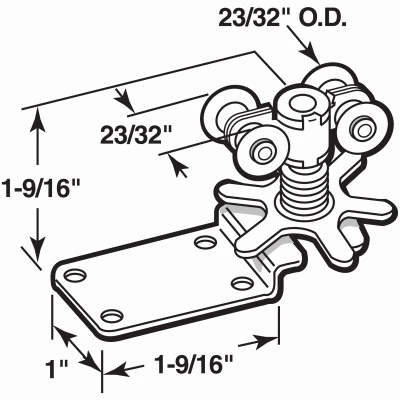 Pocket Door Roller Assembly with Four Wheel Design for Smooth Sliding