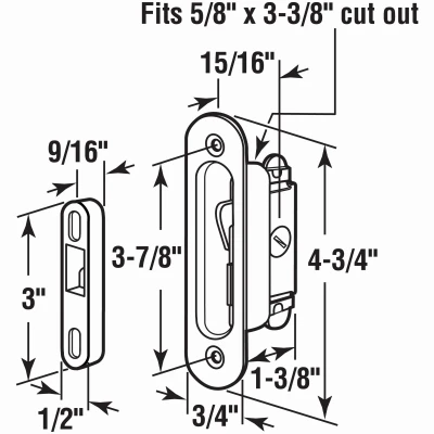 Mortise Lock, Aluminum Housing, 45 Degree Keyway, Round Faceplate, 3-7/8 In.