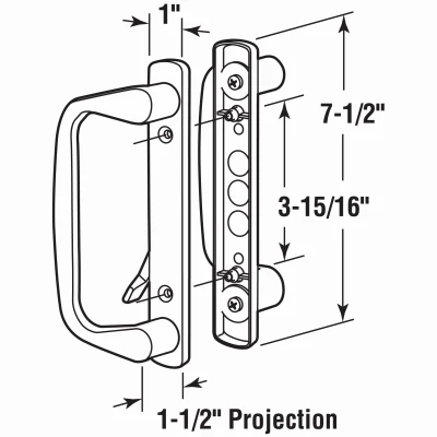 White Diecast Patio Door Handle for Sliding Doors
