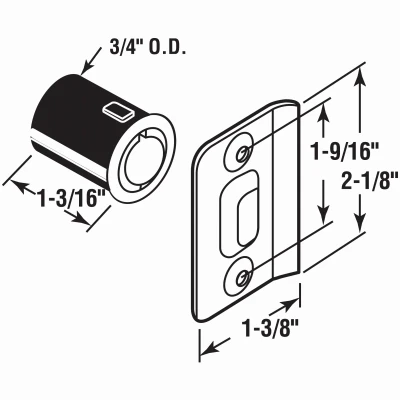 Adjustable Drive-In Ball Catch with Strike, Brass Plated, 0.75 x 1.1875 Inches