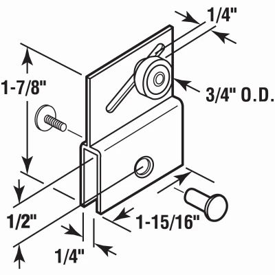 Frameless Sliding Shower Door Top Bracket, Flat Plastic Wheel, 3/4 In., 2-Pk.