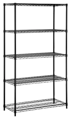 Shelving Unit, Black Steel, 5-Tier, 36 x 18 x 72-In.