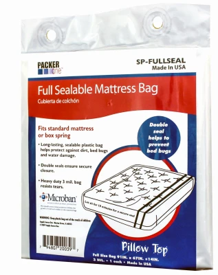Sealable Full Mattress Bag with Microban Antimicrobial Protection, 91 Inches by 54 Inches by 10 Inches
