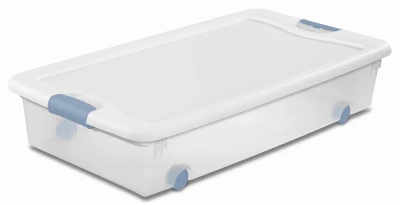 Latching Storage Box, Wheeled, 56-Qt.